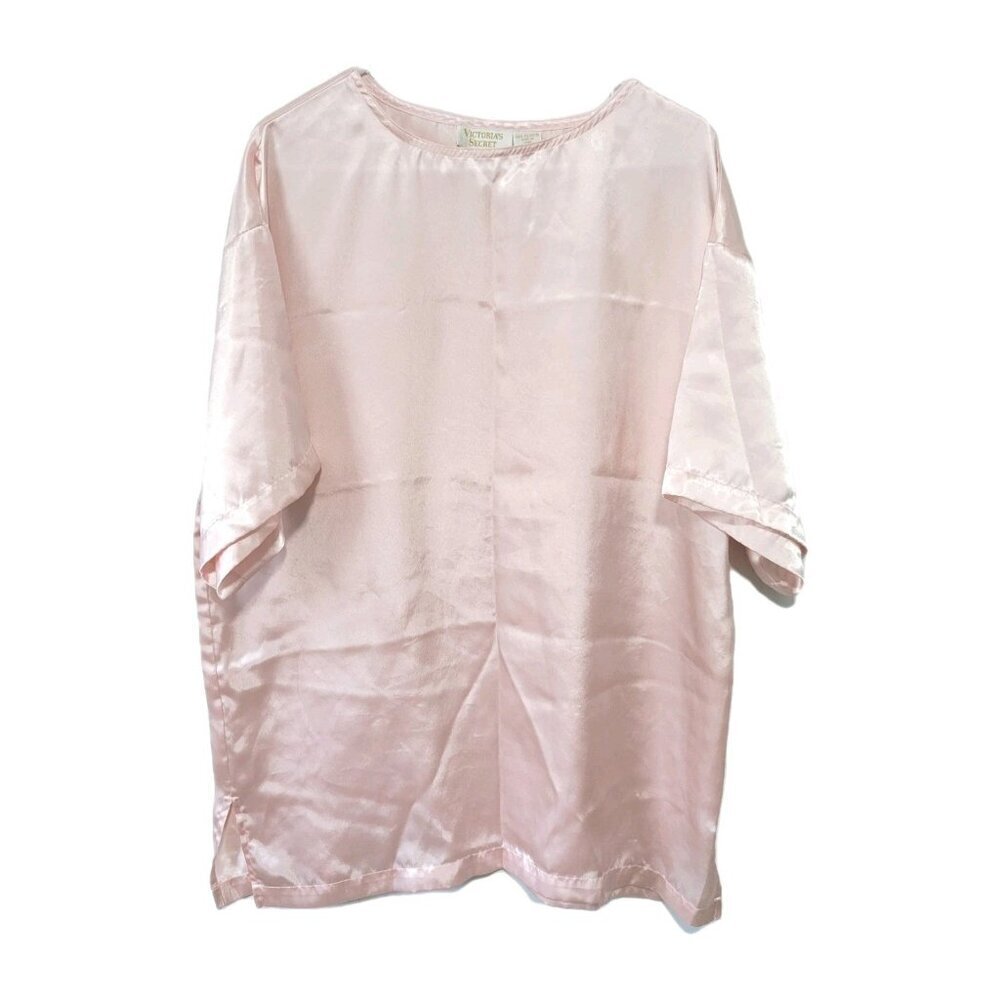 Victoria's Secret Night Dress Small Women's Baby Doll Pink Satin Short Sleeve